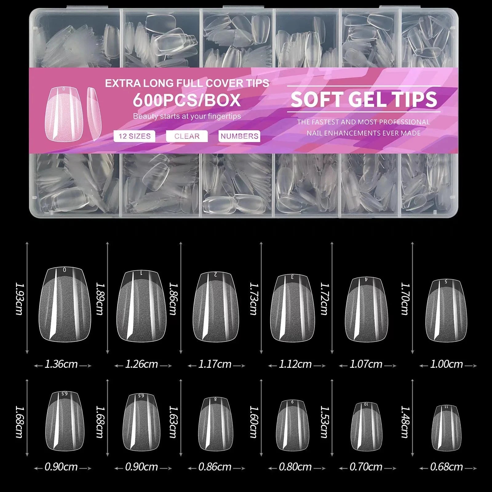 600 pièces pointes d'ongles en Gel souple, pointes d'ongles en acrylique transparent demi-matte pointes de faux ongles pré-forme pour outils de manucure d'extension d'ongle by LSDLBoutique.ch