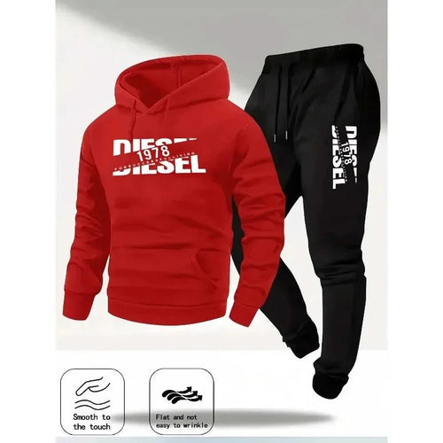 Zweiteiliges Set aus hellgrauem Hoodie und Hose von Diesel
