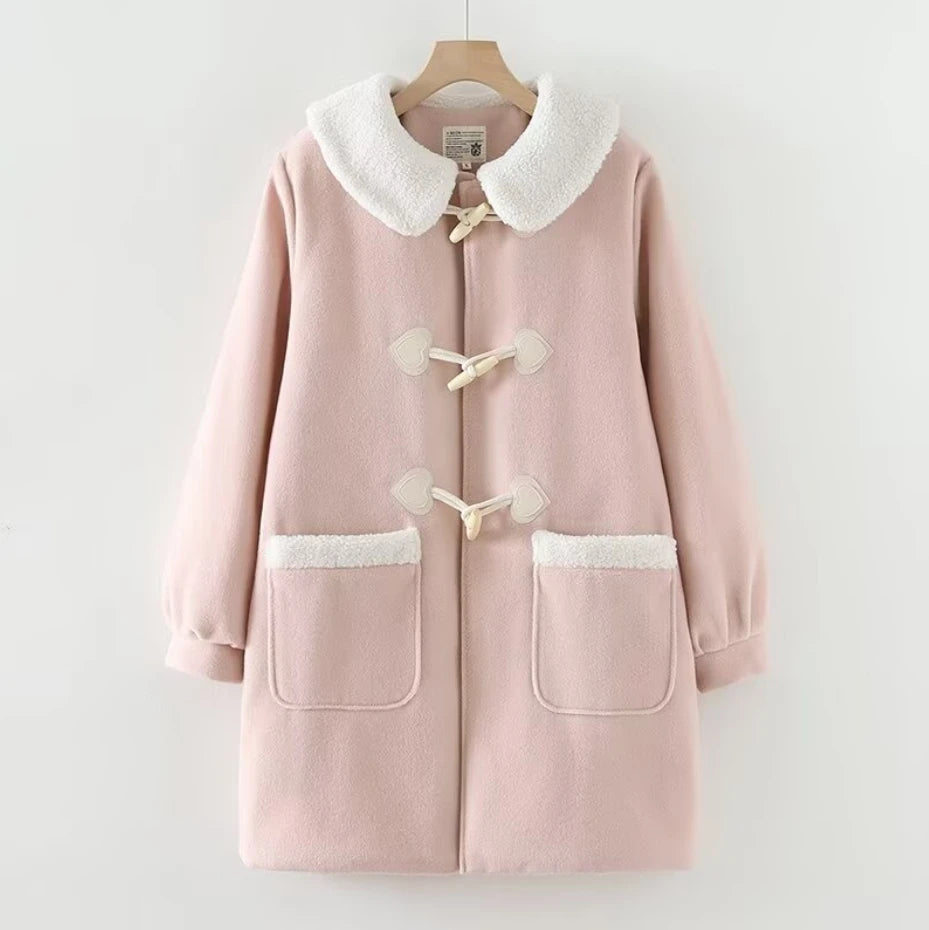 Harajuku Veste Tweed Coton Capuche Doux Pour Fille
