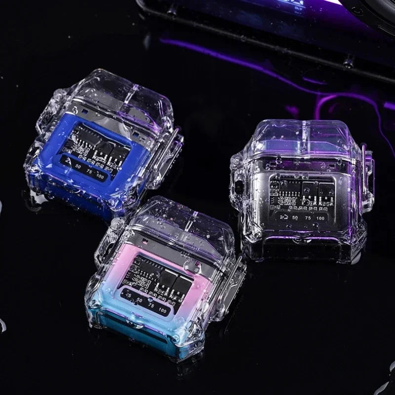 Transparentes elektronisches Feuerzeug mit Doppelbogen, wasserdicht, USB-Anschluss