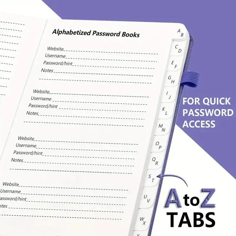 Password Notebook with Hardcover and Alphabetical Tabs