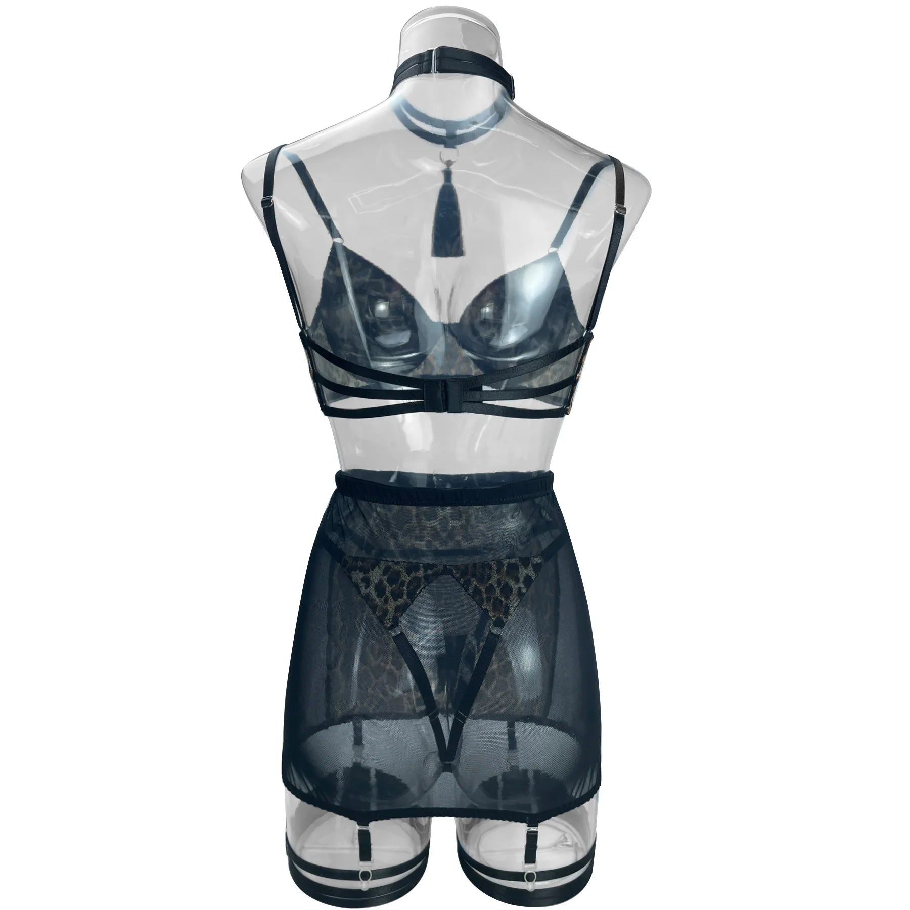 Ellolace Dessous-Set, feiner Satin und Spitze, Rot, 5-teilig