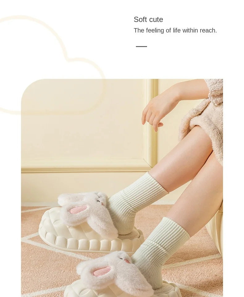 Mo Dou Pantoufles Imperméables en Peluche Unisexe Hiver