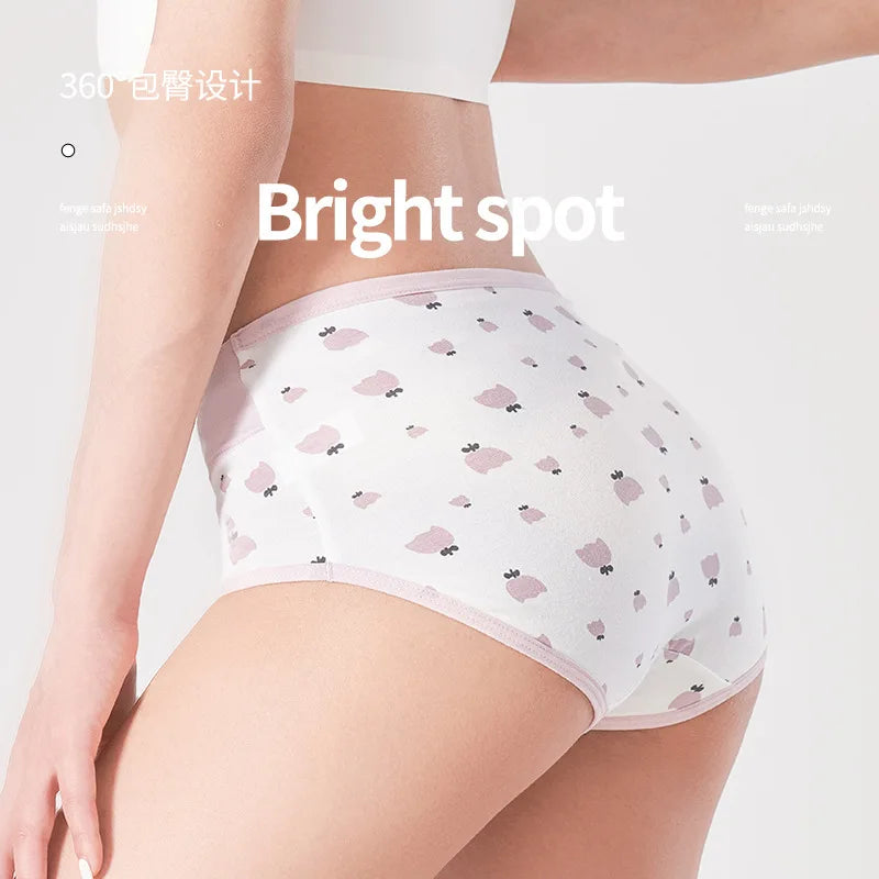 ZJX Ensemble 8 Culottes Femme Coton Respirant Taille Haute Rose Imprimé Coeurs