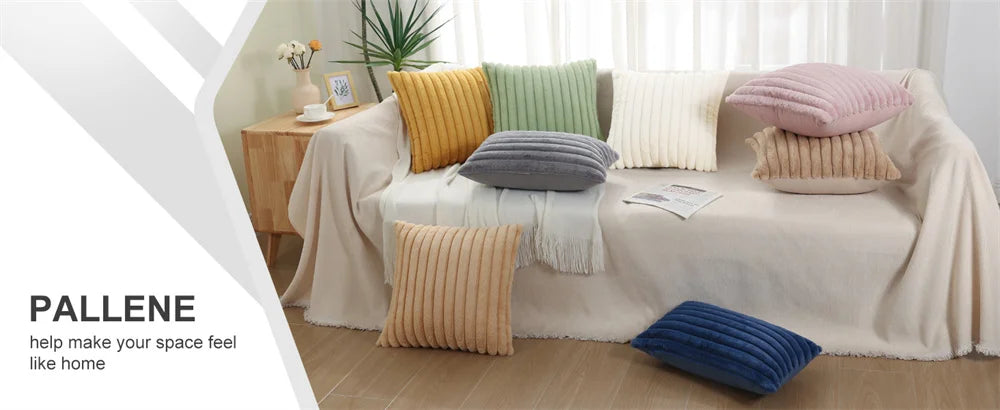 Olanly Taie Oreiller Fausse Fourrure Nordique Jaune Doré