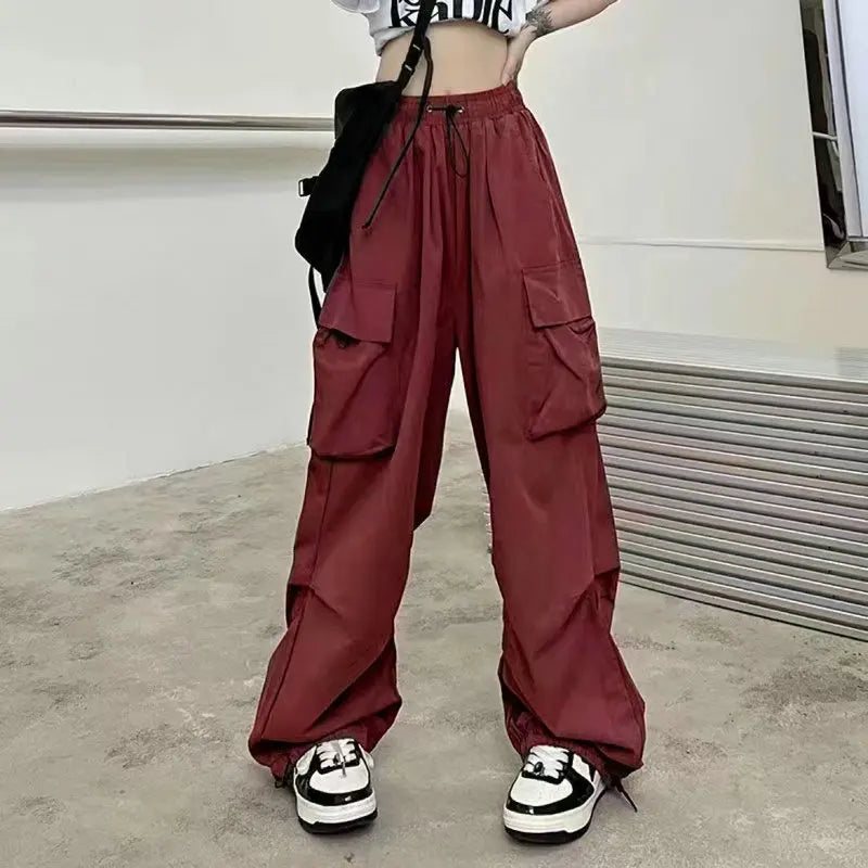 Beysaurt Damen Harajuku Baggy Cargohose mit elastischem Bund