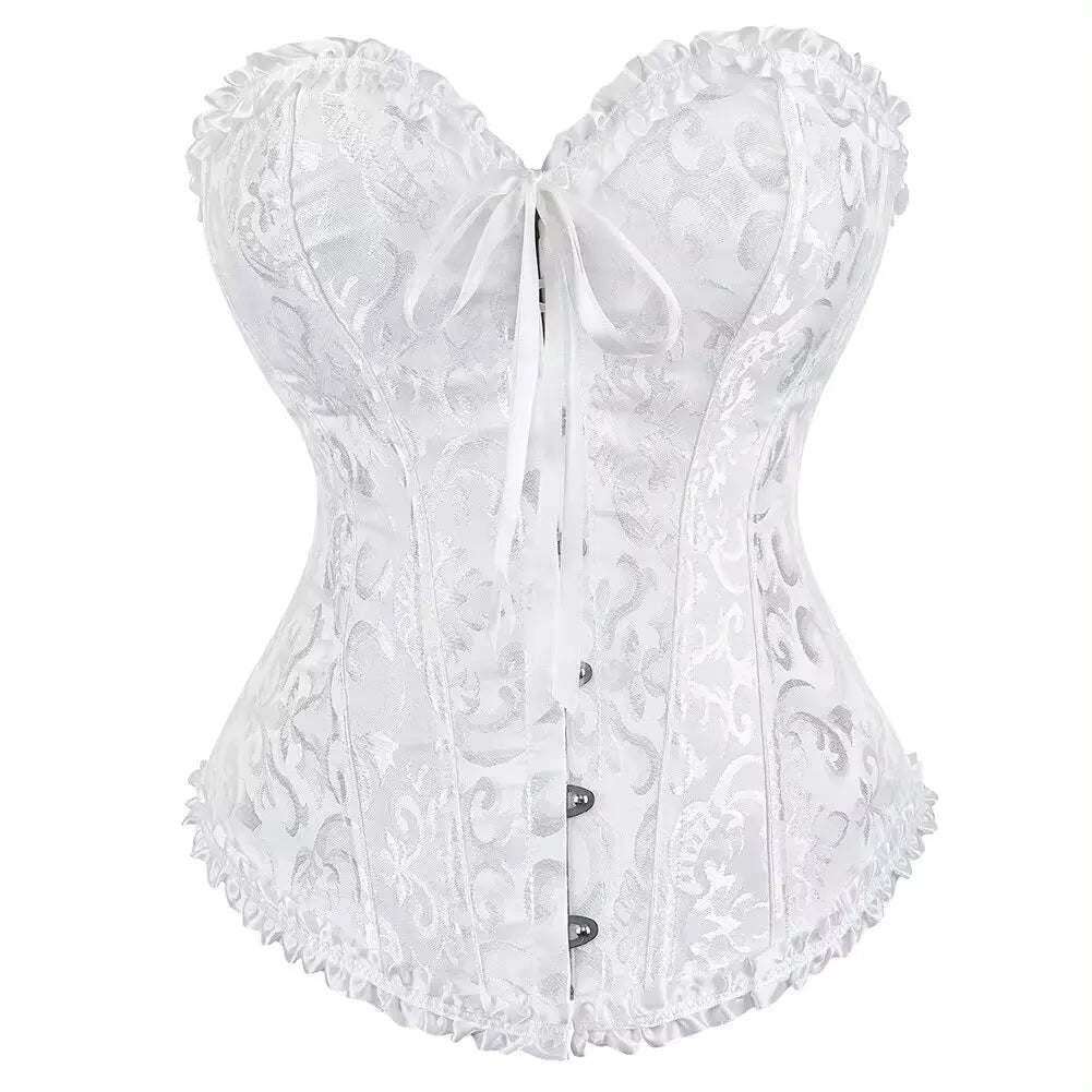 Victorian Floral Jacquard Corset – Front Busk Closure