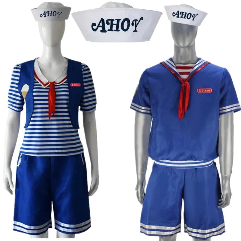 Cosplay Scoops Ahoy Robin und Steve Harrington Blaues Matrosenkostüm