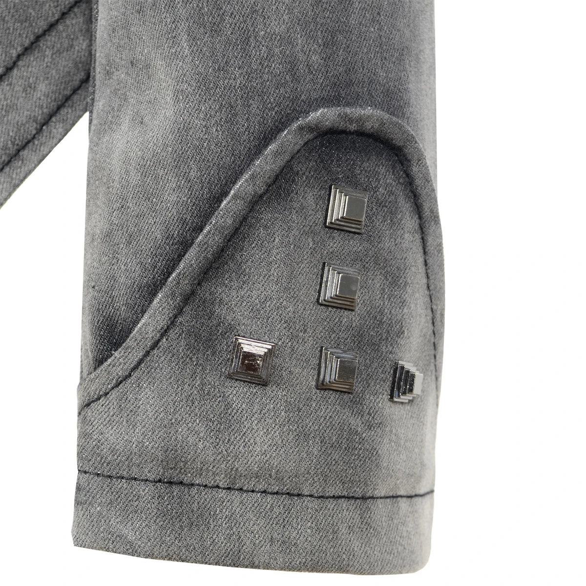 SX Veste Denim Gris Femme Moto Rivets Fermeture Éclair