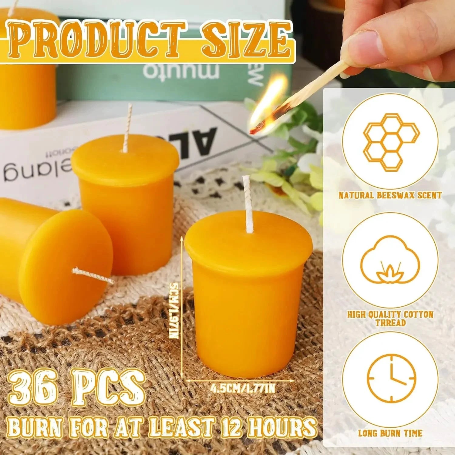 Handgefertigtes Teelicht aus Bienenwachs, rauchfrei