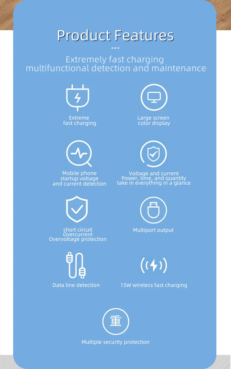 Tensa Station De Charge USB Sans Fil 8 Ports Qi PD