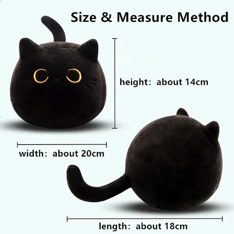 Kawaii schwarze Katze Plüschtier 20cm Weiche Zimmerdekoration
