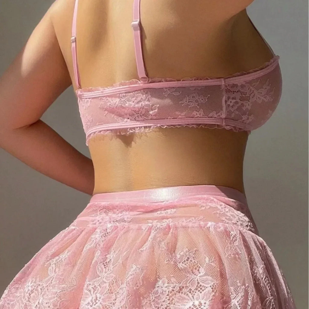 Léa's Secrets Kabelloses Dessous-Set aus rosa Spitze