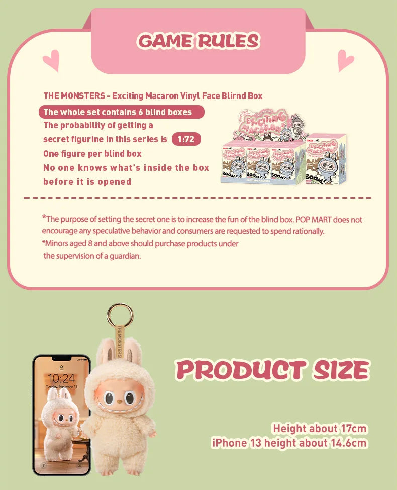 POP MART Die Monster Labubu Macaron Braune Vinylfigur