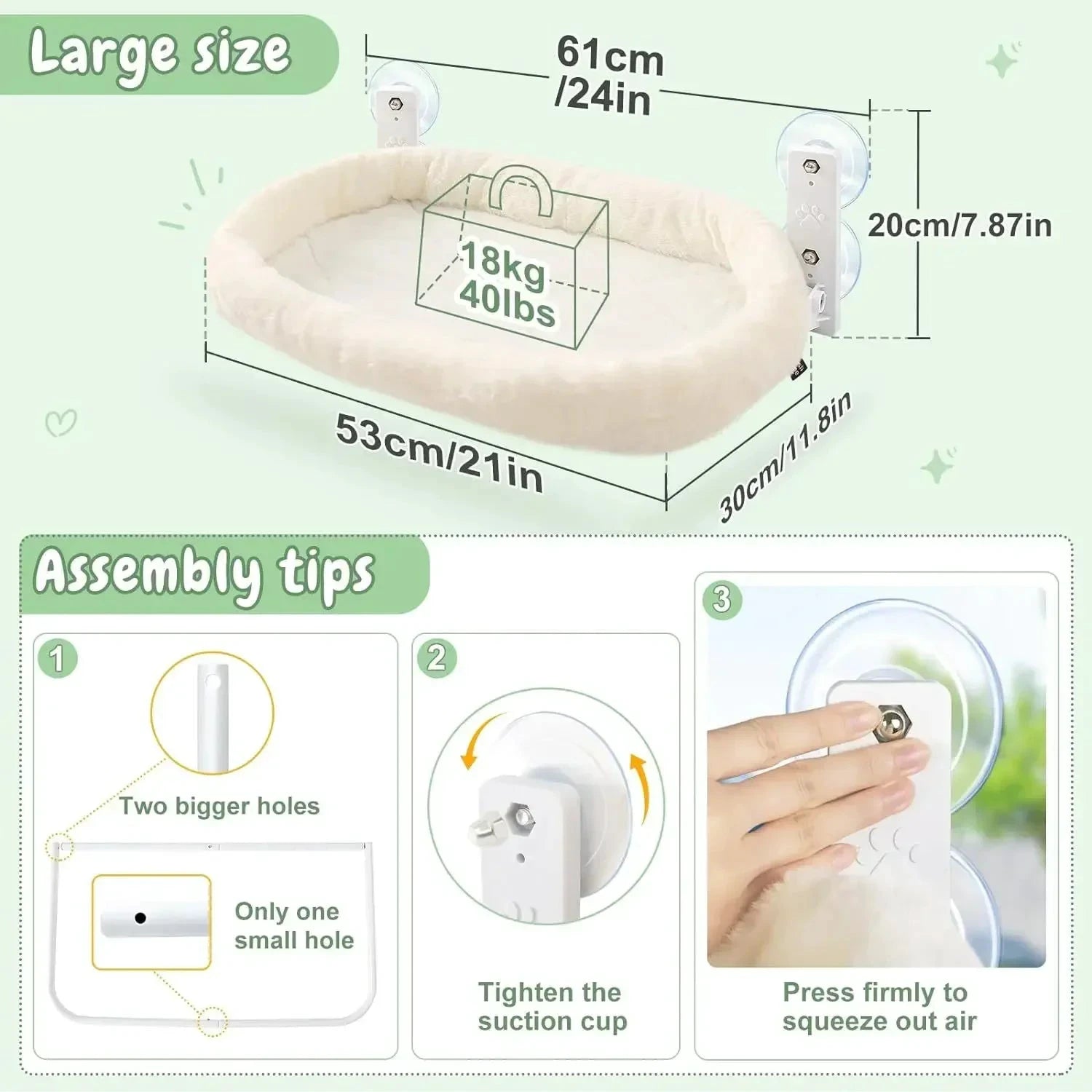 Winterhängematte für Katzen mit Saugnäpfen zur Fensterbefestigung