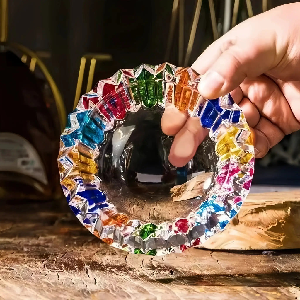 1 eleganter Glasaschenbecher - Rundes, farbiges Design, geeignet für Heim- und Bürodekoration, perfekt für das Wohnzimmer