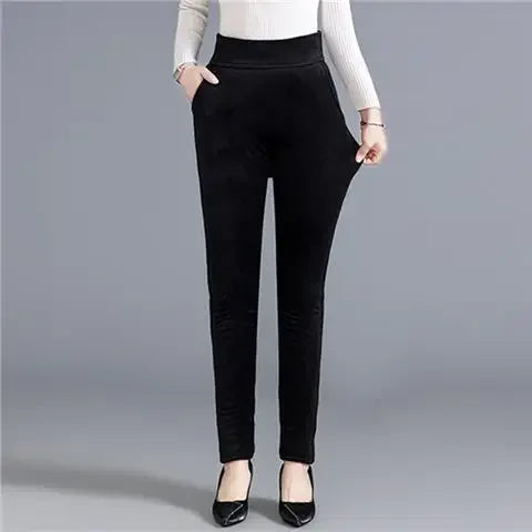 Fjadt Leggings Velours Doré Taille Haute Élastiques