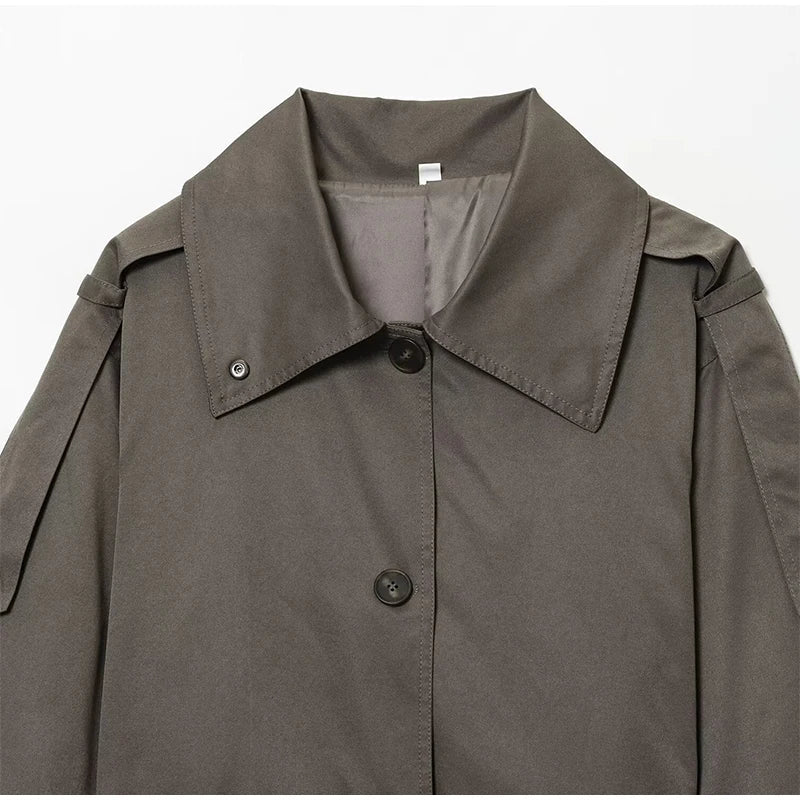 Nonen Veste Pilote Femme Polyester Marron Fermeture Éclair Revers Ample