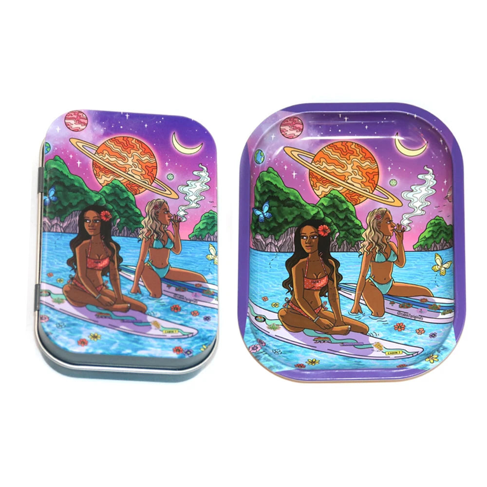 Drehunterlage 18x14 cm Weißblech für Tabak 2 Stück