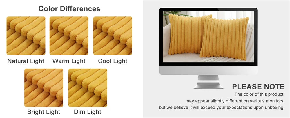 Olanly Taie Oreiller Fausse Fourrure Nordique Jaune Doré