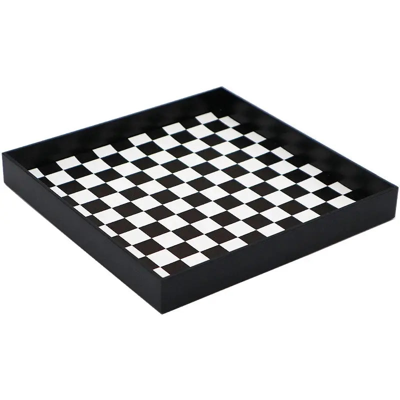 Epeiushome - Black and White Checkerboard Office Staircase, Nordic Ins Style, Square, Crescent-shaped Storage