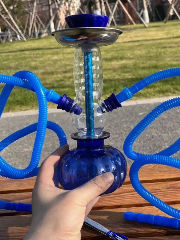 Shisha-Set Oval Guillé Acryl Doppel Silikonschlauch Riesig Mai