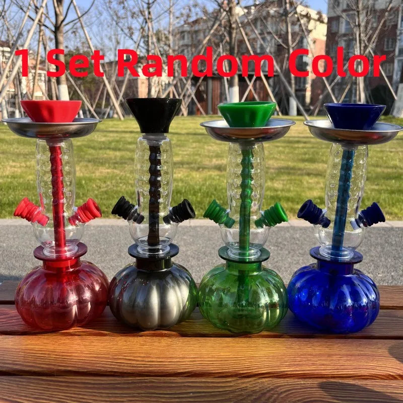 Shisha-Set Oval Guillé Acryl Doppel Silikonschlauch Riesig Mai