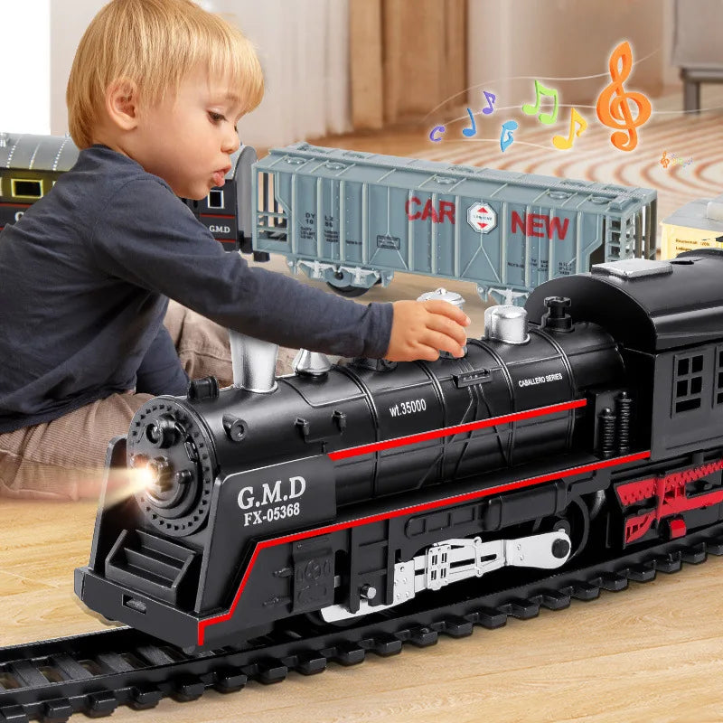 Ensemble de Train électrique avec lumières, modèle de Train de Locomotive avec entraîneur de passagers/voiture de chargement et pistes, cadeaux d'anniversaire et de noël pour enfants by LSDLBoutique.ch