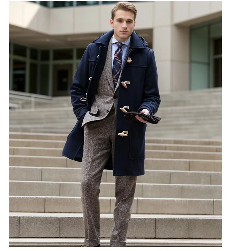 Pardessus en Duvet D'Oie Épais Boutons en Corne Long Nordique