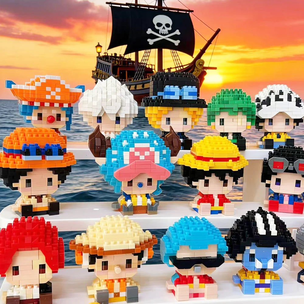 Figurine mini blocs de construction – Personnages One Piece – Anime Building Block Chopper Buggy Zoro Robin