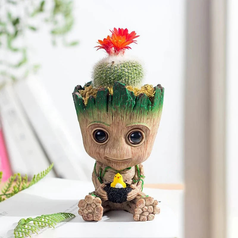 Groot Miniatur-Blumentopf aus braunem Kunststoff für Pflanzen