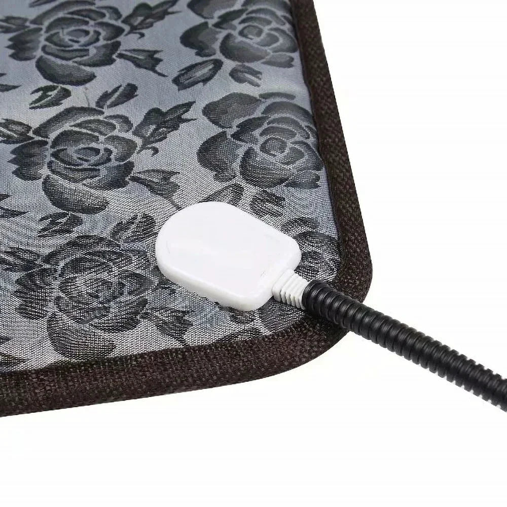 Wasserdichte, beheizbare Haustierdecke, graues Blumenmuster, für Katzen und Hunde