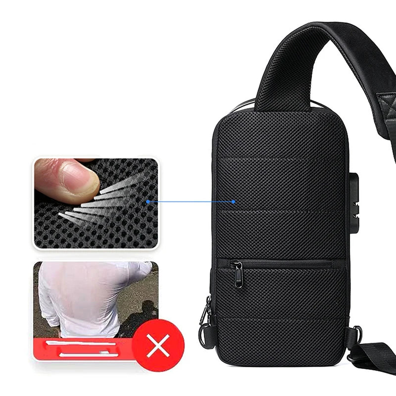 Clyine Sac Bandoulière USB Étanche Oxford Antivol Pour Homme