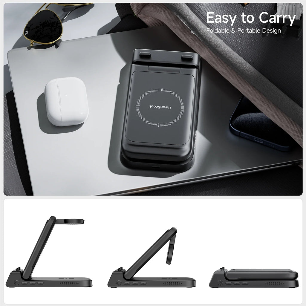 SwanScout 703A Chargeur Sans Fil MultiAppareils iPhone Apple Watch AirPods