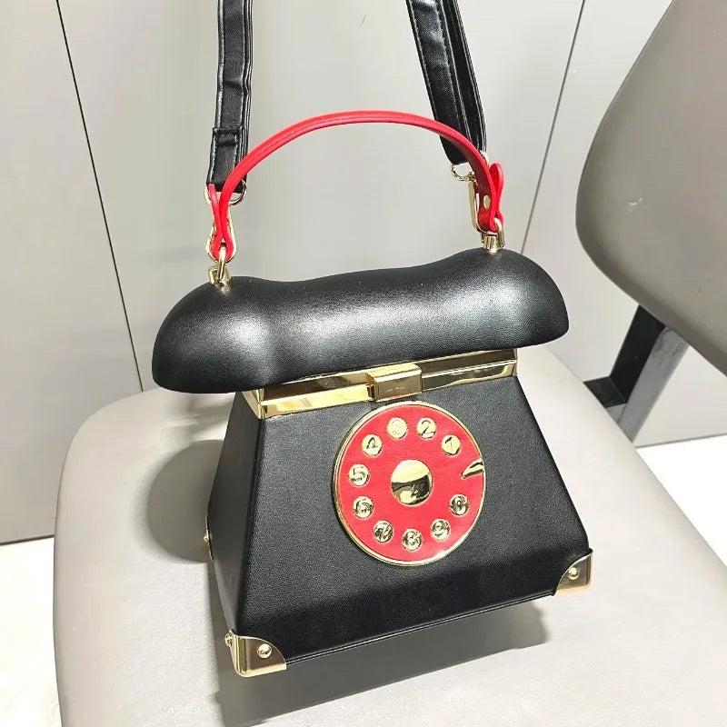 Sac de rangement maquillage forme téléphone rétro