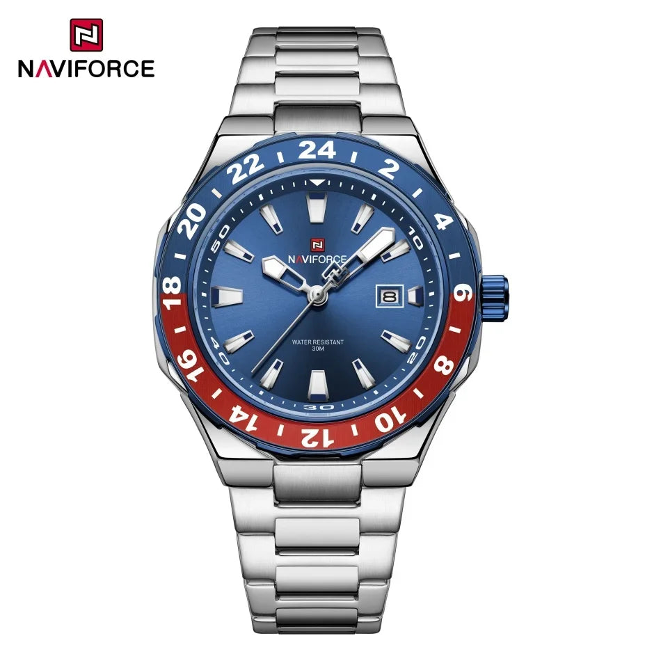 Naviforce Montre Homme Luxe Sport Quartz Horloge Calendrier Lumineux Étanche En Acier Inoxydable by LSDLBoutique.ch
