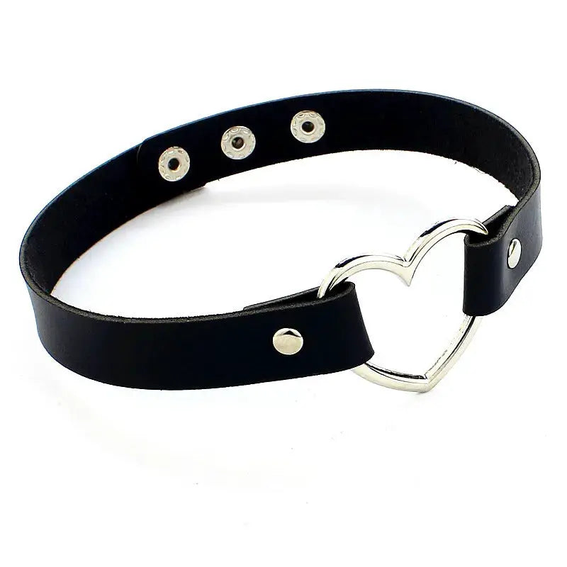 Collier ras du cou style gothique punk en cuir synthétique