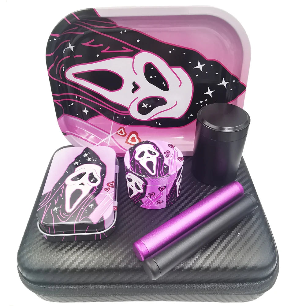 Ghost 50mm Metall-Rauchmühlen-Set mit 18x14cm Tablett