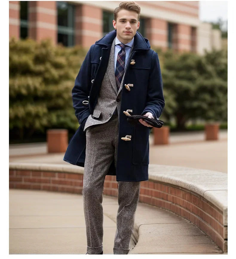 Pardessus en Duvet D'Oie Épais Boutons en Corne Long Nordique