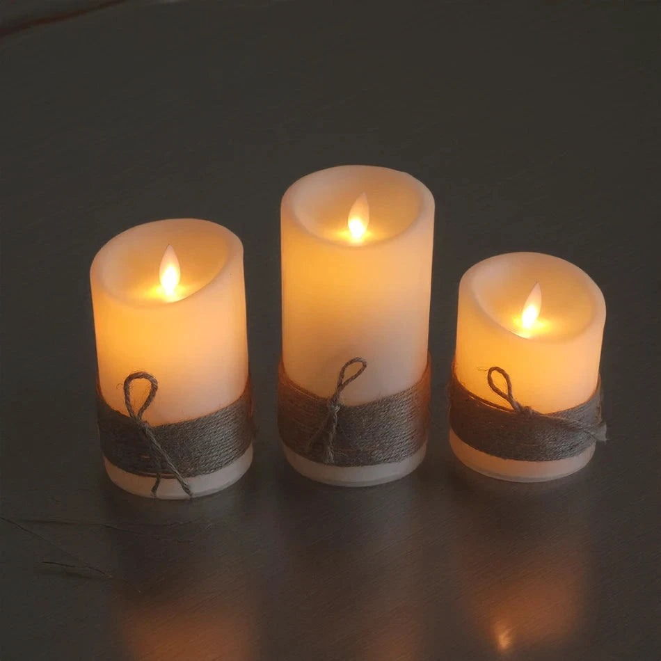 3-teiliges Set flammenloser LED-Kerzen mit USB-Fernbedienung