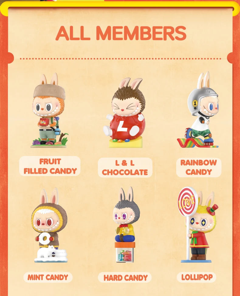 Pop Mart Labubu Candy Monsters PVC Figurine Pink Blue