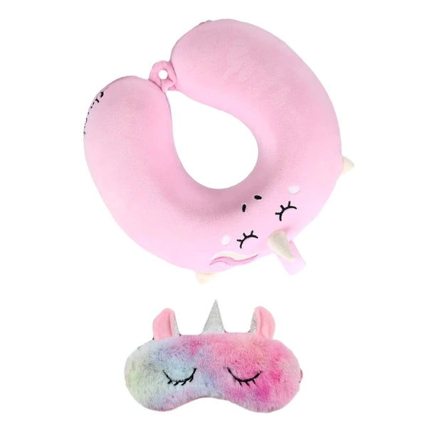Oreiller de voyage mémoire avec masque yeux – Motif licorne - LSDLBoutique