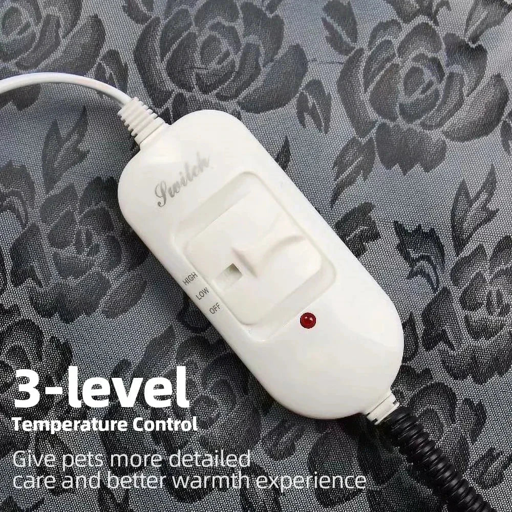 Wasserdichte, beheizbare Haustierdecke, graues Blumenmuster, für Katzen und Hunde