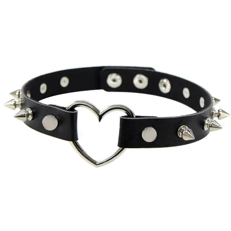 Collier ras du cou style gothique punk en cuir synthétique