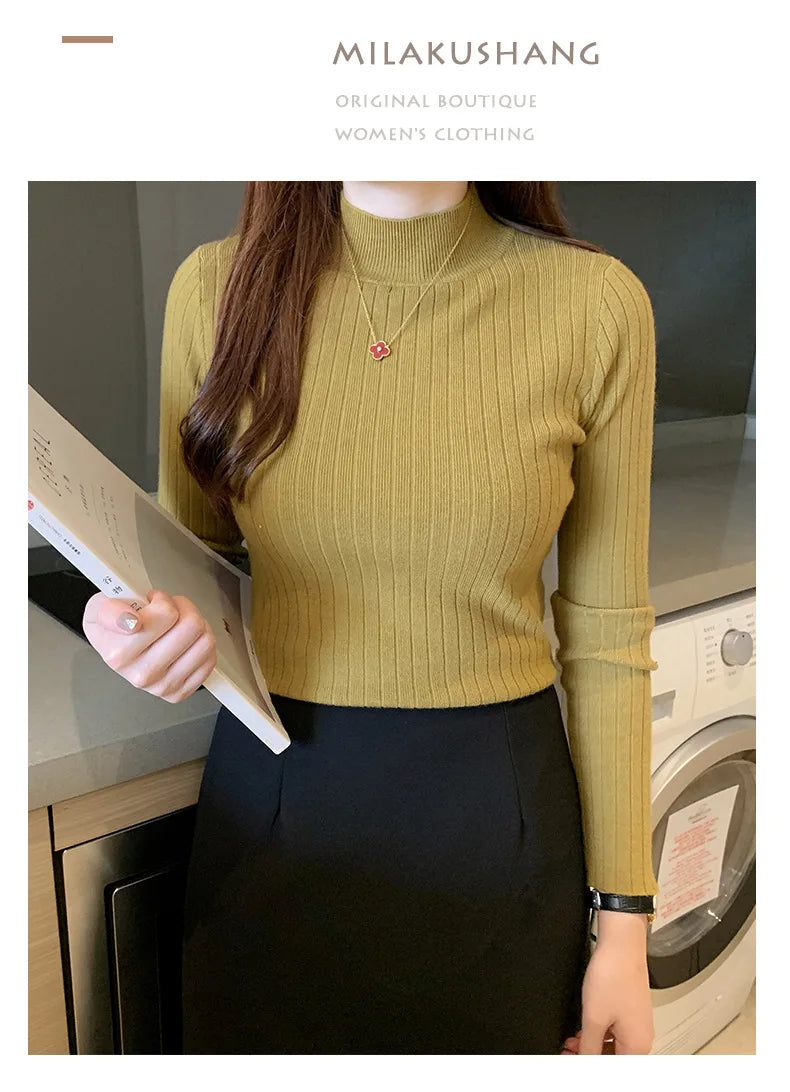 Haut Femme Col Mi-Haut Thermique Tricot Base Beige Polyester Viscose