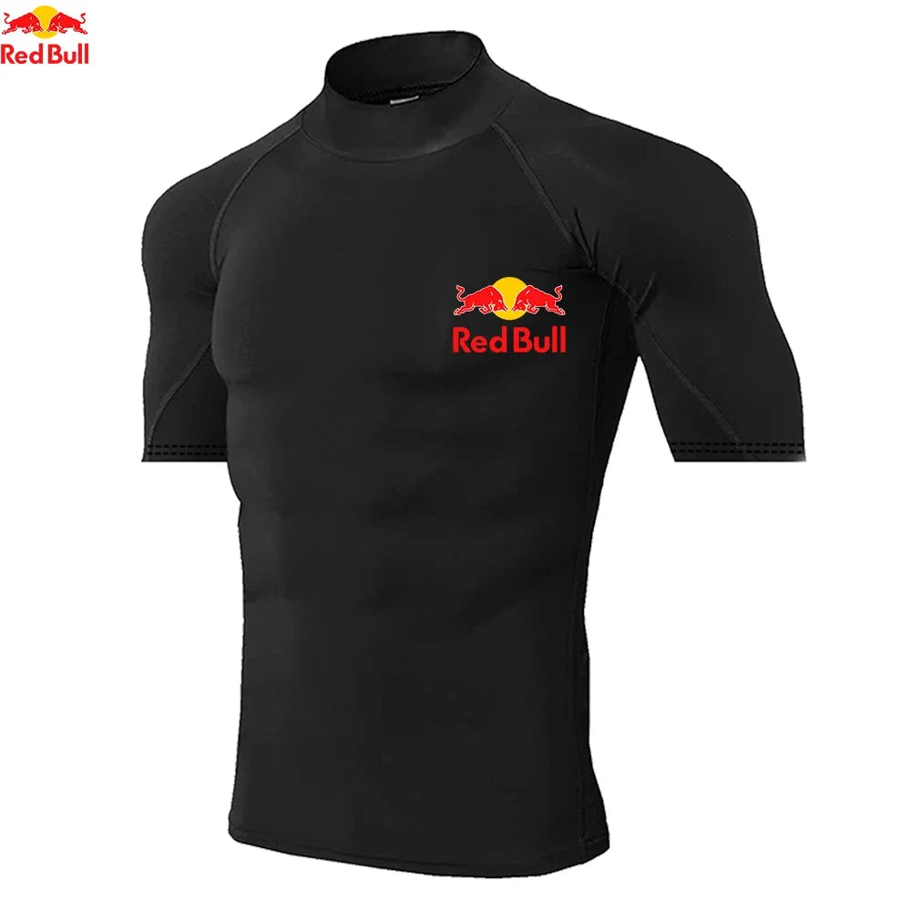 Red Bull Langarm-Kompressionsshirt Weiß Schnelltrocknend