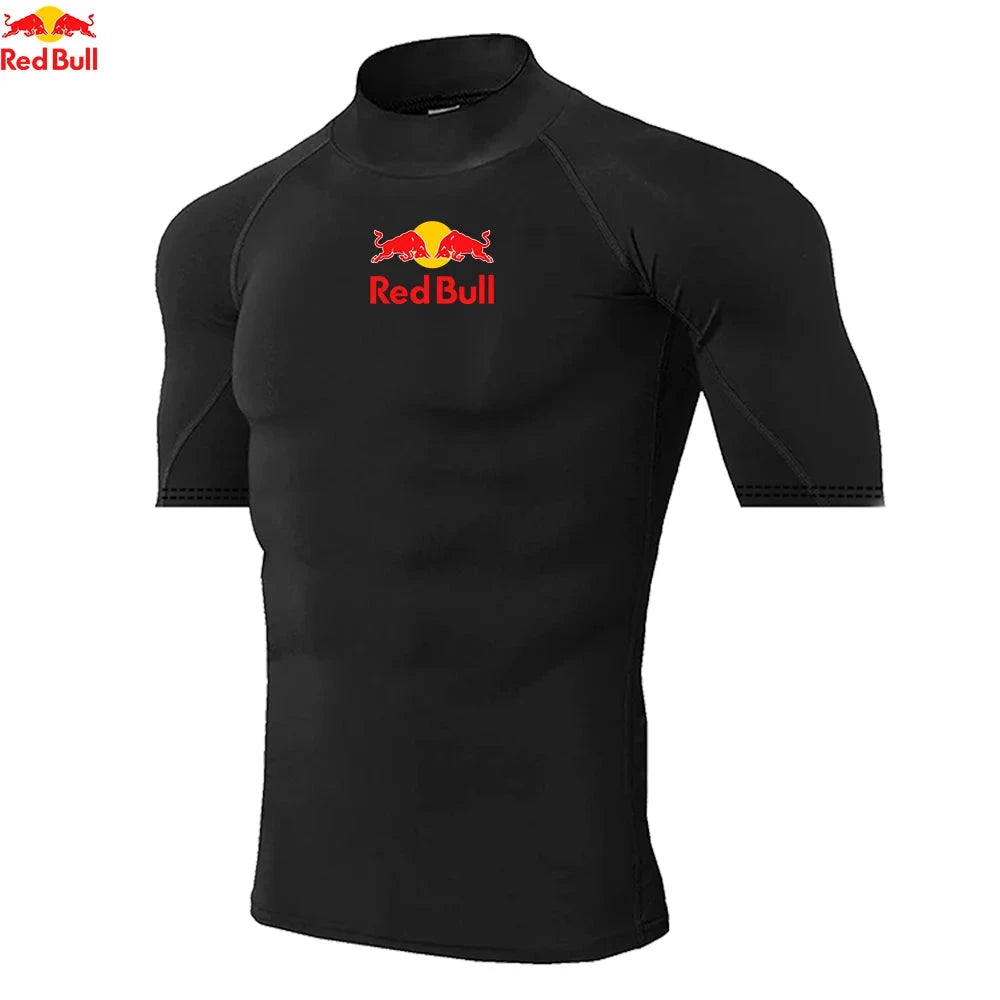 Red Bull Langarm-Kompressionsshirt Weiß Schnelltrocknend
