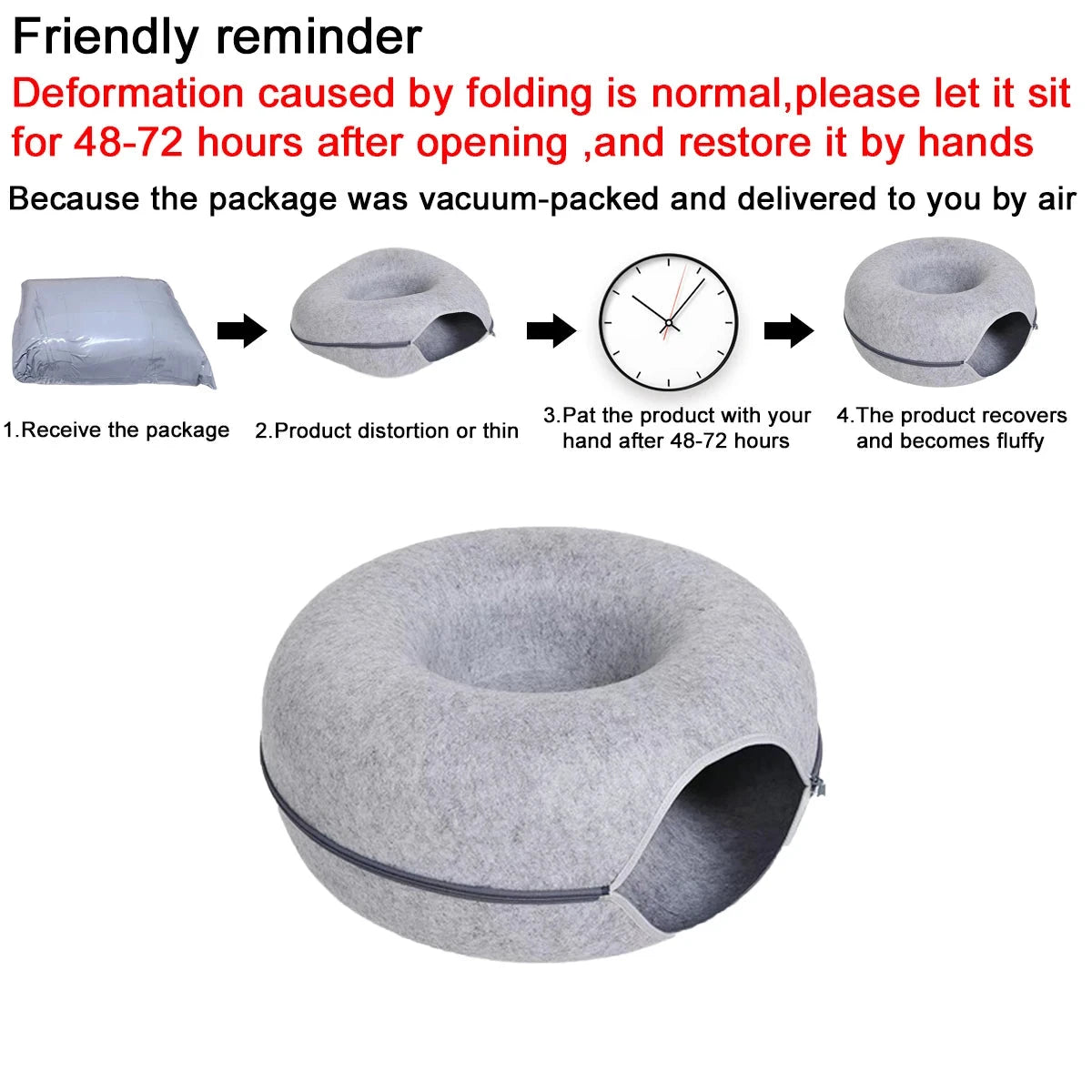 B Tunnel Chat Donut Interaktives Oxford-Gewebe Hellgrau Luxus