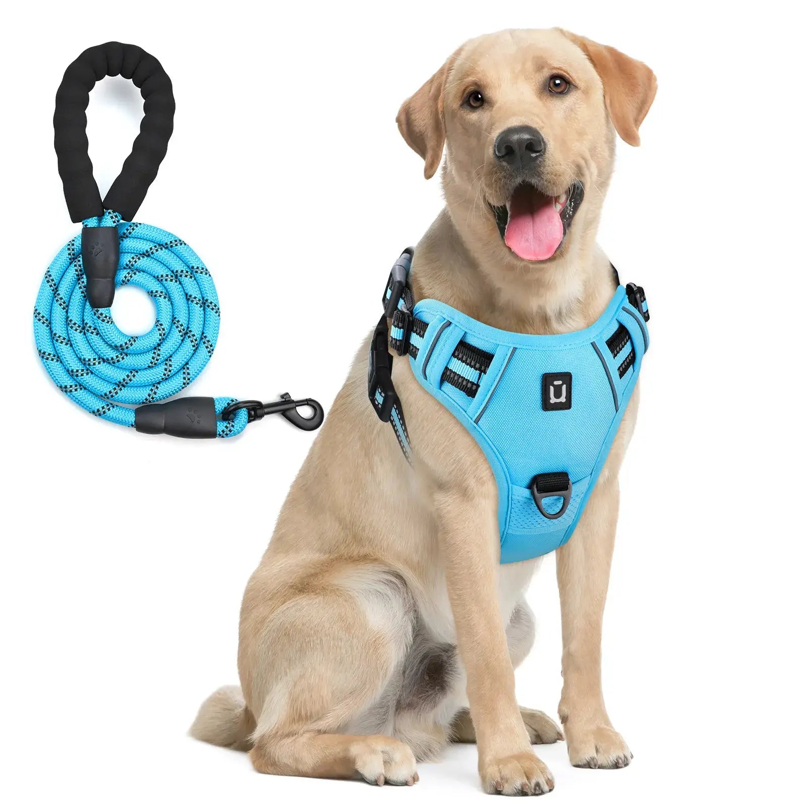 Harnais de gilet anti-fuite pour chien bleu avec laisse assortie, réglable et réfléchissant LSDLBoutique
