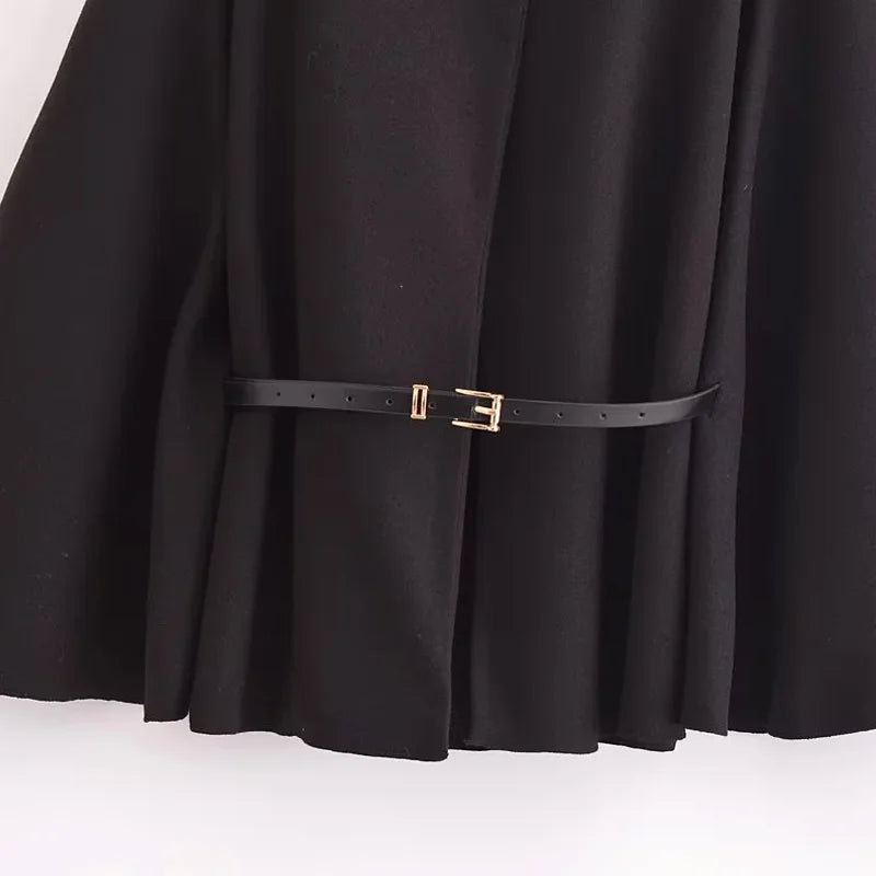 HXAO Cape Manteau Oversize Noire à Manches Larges Évasées